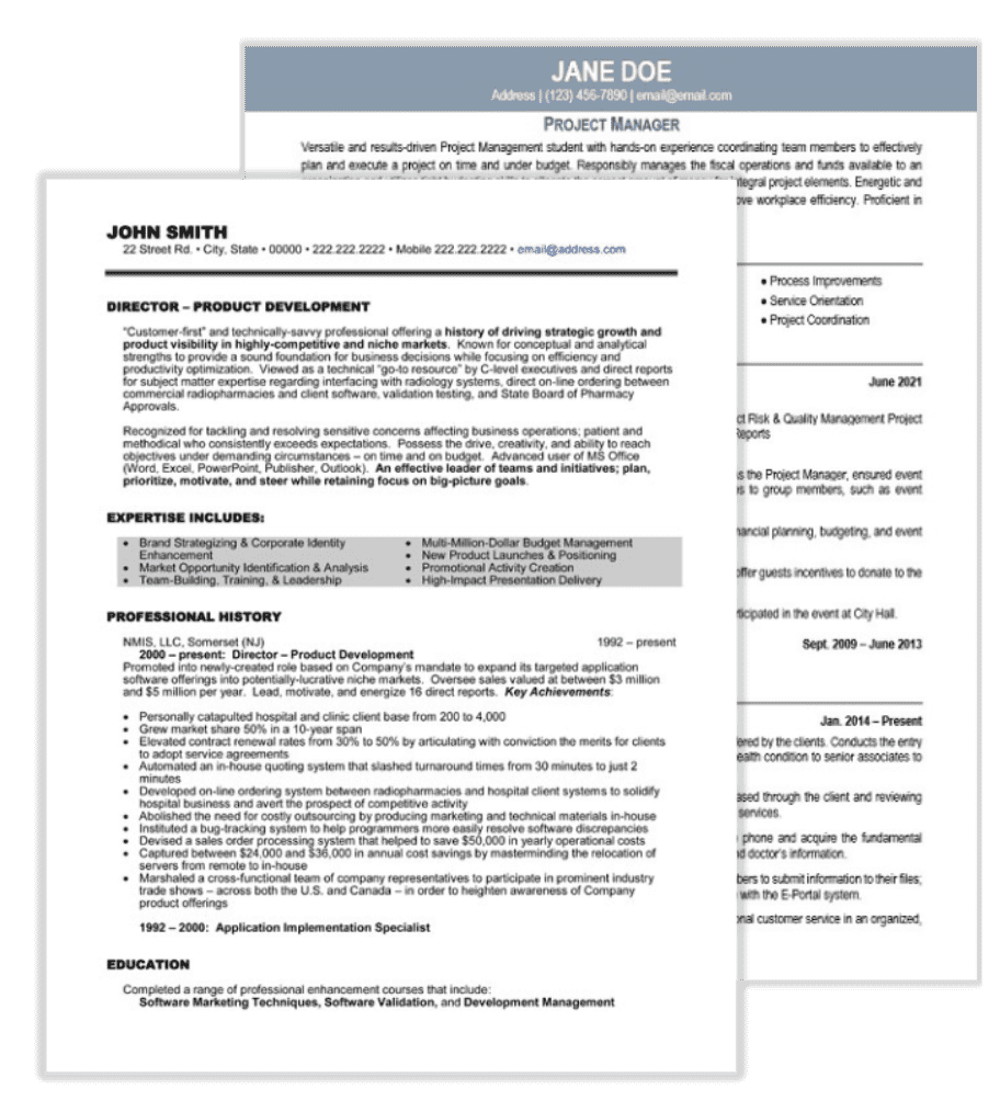 Project Management Resume Samples
